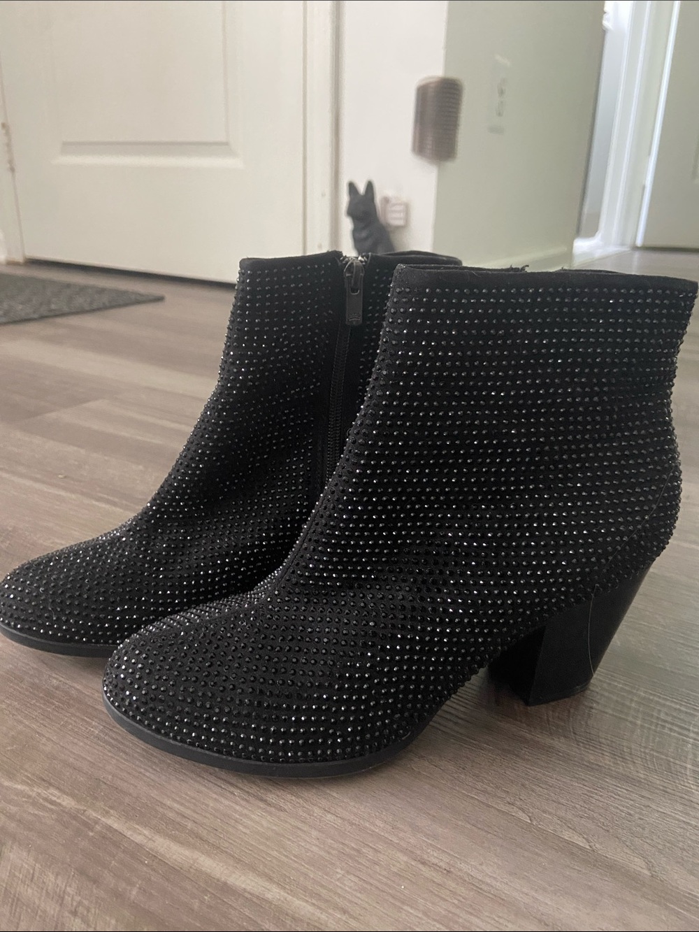 Juicy Couture Black Rhinestone Ankle Booties